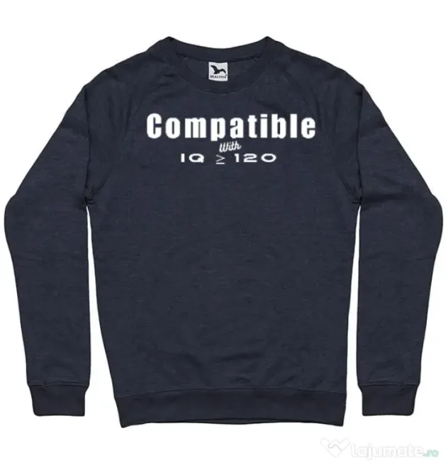 Bluza personalizata barbat IQ tricou cu mesaj | CreativeSheep Denim inchis