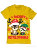 Tricou personalizat barbat oversize Prietenii lui Mos Craciun Galben