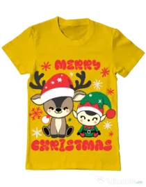 Tricou personalizat barbat oversize Prietenii lui Mos Craciun Galben