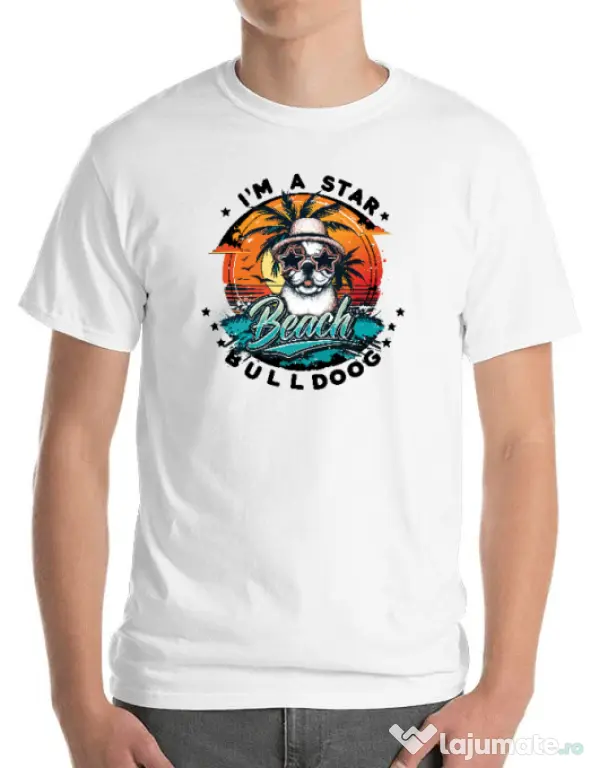 Tricou personalizat barbat BULLDOG 14 Alb