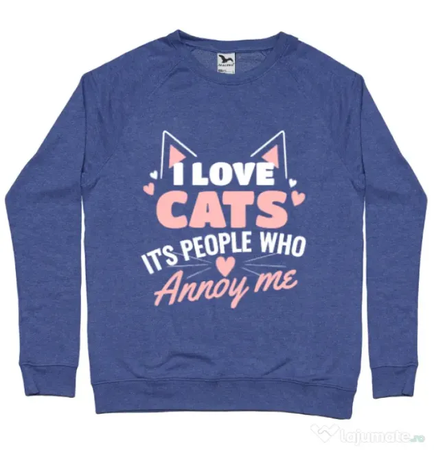 Bluza ADLER barbat I love cats Albastru melanj