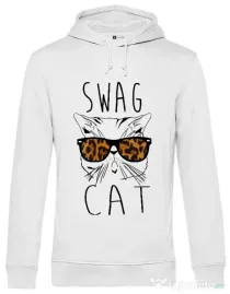 Hoodie barbat cu gluga Swag cat Alb