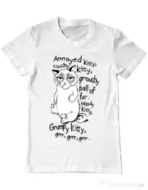 Tricou ADLER barbat Grumpy kitty Alb