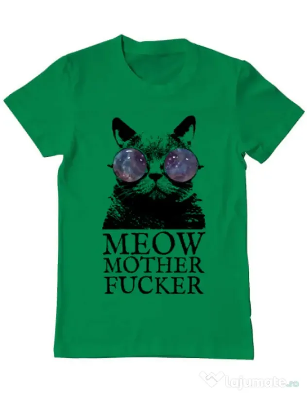 Tricou ADLER barbat Meow motherfucker Verde mediu