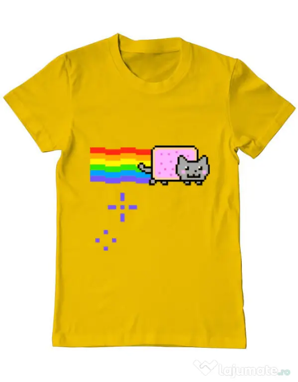 Tricou ADLER barbat Nyan cat Galben