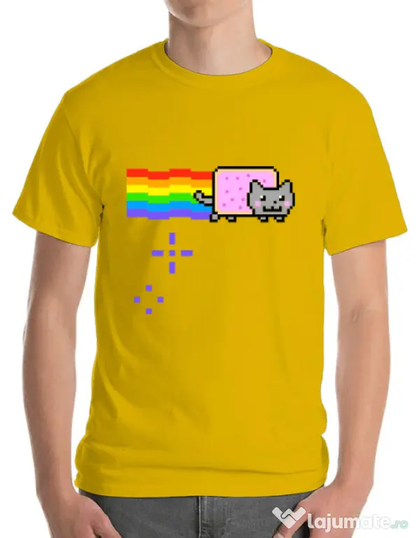 Tricou ADLER barbat Nyan cat Galben