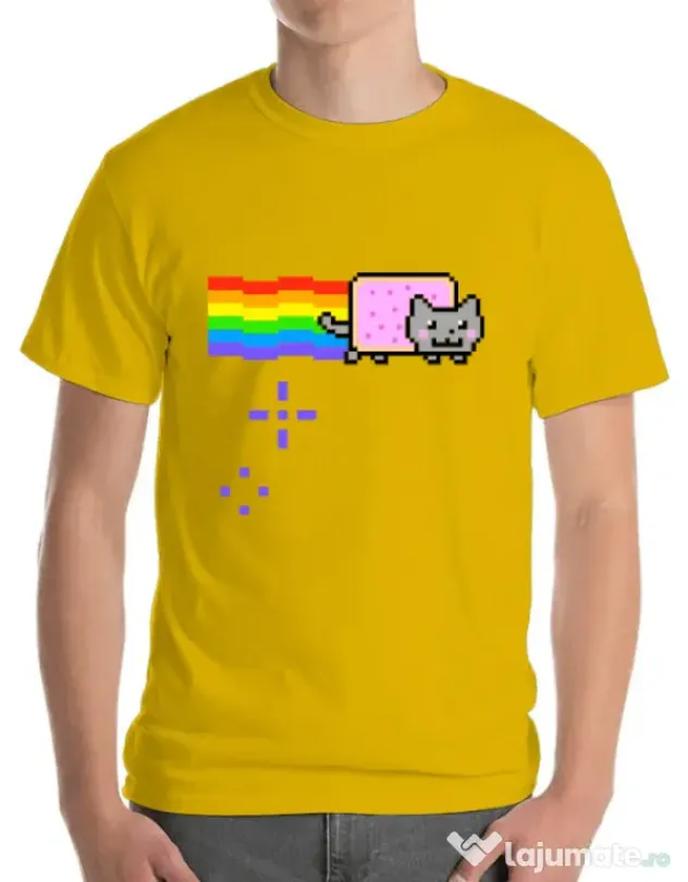 Tricou ADLER barbat Nyan cat Galben
