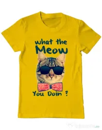 Tricou ADLER barbat What the meow Galben