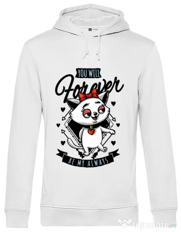 Hoodie barbat cu gluga Forever my always Alb