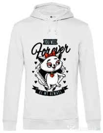 Hoodie barbat cu gluga Forever my always Alb