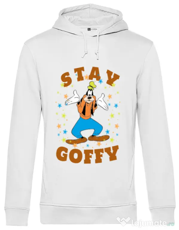 Hoodie barbat cu gluga Stay Goofy Alb