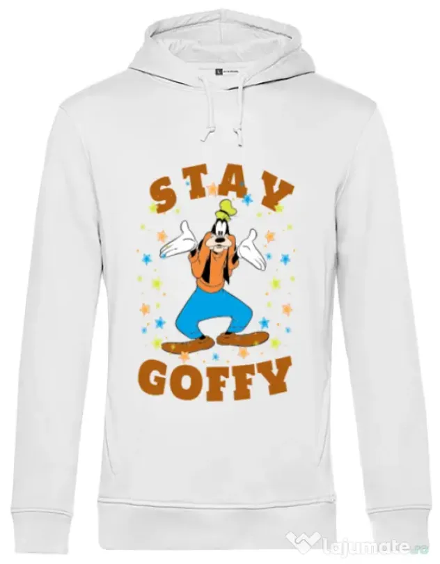 Hoodie barbat cu gluga Stay Goofy Alb
