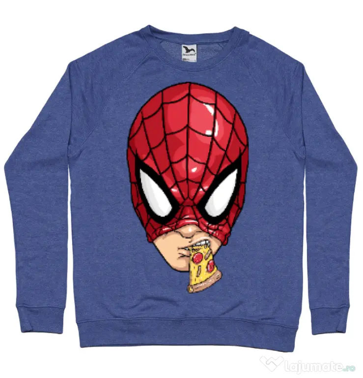Bluza ADLER barbat Spiderman pizza Albastru melanj
