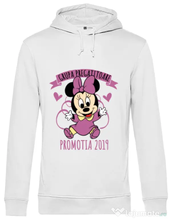 Hoodie barbat cu gluga Absolvire Minnie Mouse Alb
