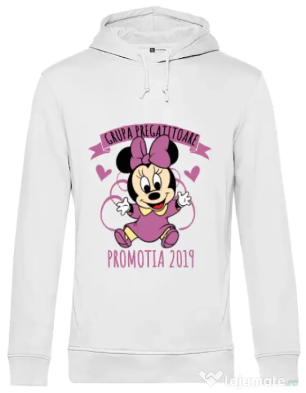 Hoodie barbat cu gluga Absolvire Minnie Mouse Alb