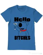 Tricou ADLER barbat Hello bitches Albastru azuriu