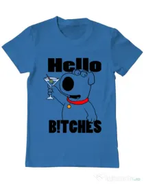 Tricou ADLER barbat Hello bitches Albastru azuriu