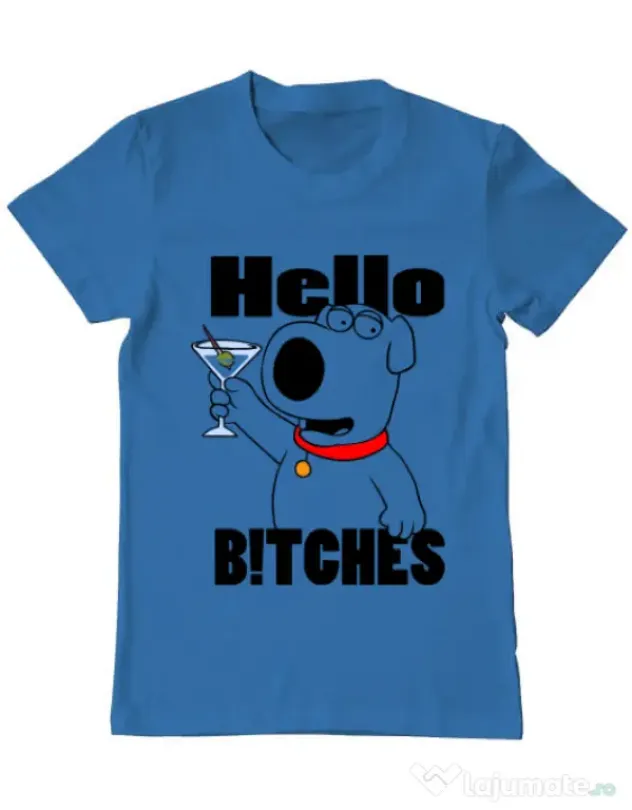 Tricou ADLER barbat Hello bitches Albastru azuriu
