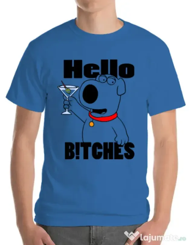 Tricou ADLER barbat Hello bitches Albastru azuriu
