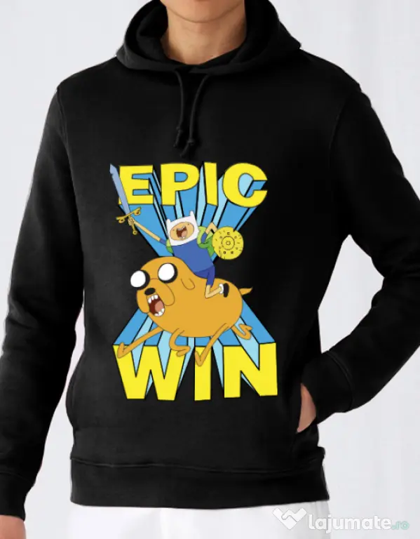Hoodie barbat cu gluga Epic win Negru