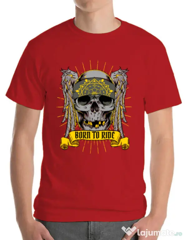Tricou ADLER barbat Born to ride Rosu