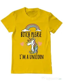 Tricou ADLER barbat Bitch Please Galben