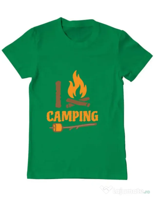 Tricou ADLER barbat I love Camping Verde mediu