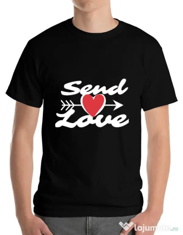 Tricou ADLER barbat Send love Negru