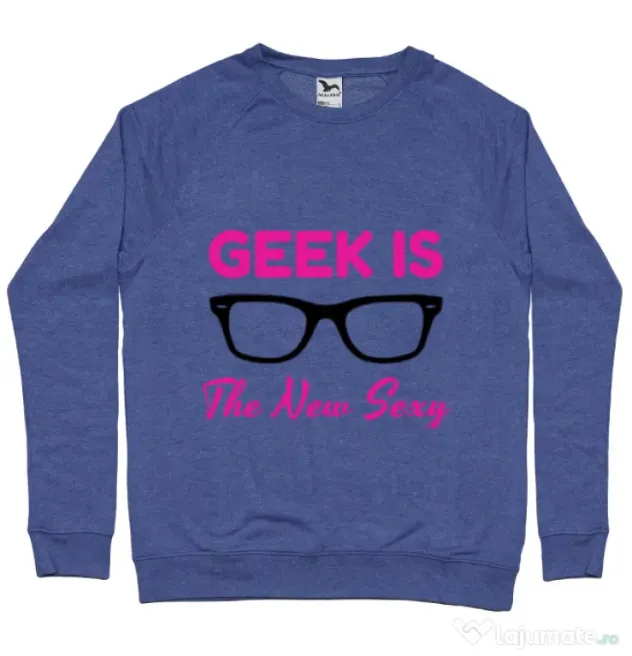 Bluza ADLER barbat Geek is the new sexy Albastru melanj