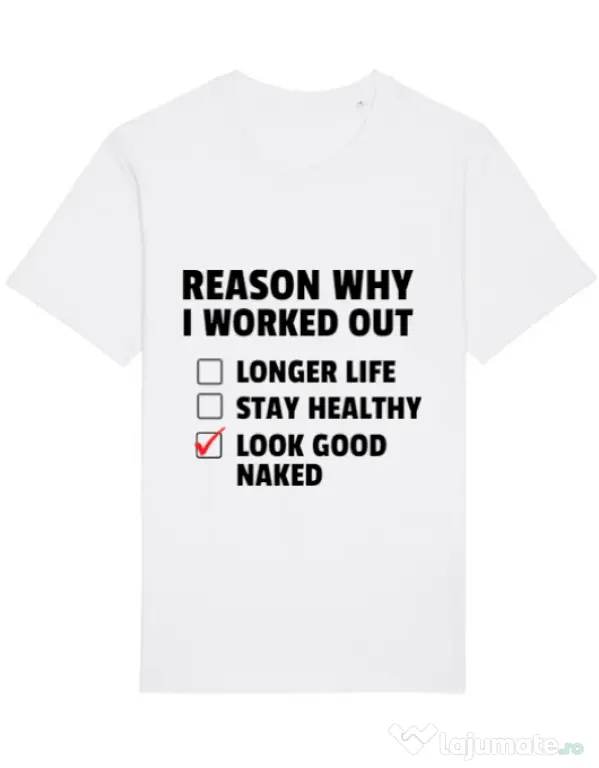 Tricou STANLEY STELLA barbat Reason why I work out Alb