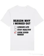 Tricou STANLEY STELLA barbat Reason why I work out Alb