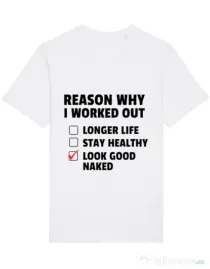 Tricou STANLEY STELLA barbat Reason why I work out Alb