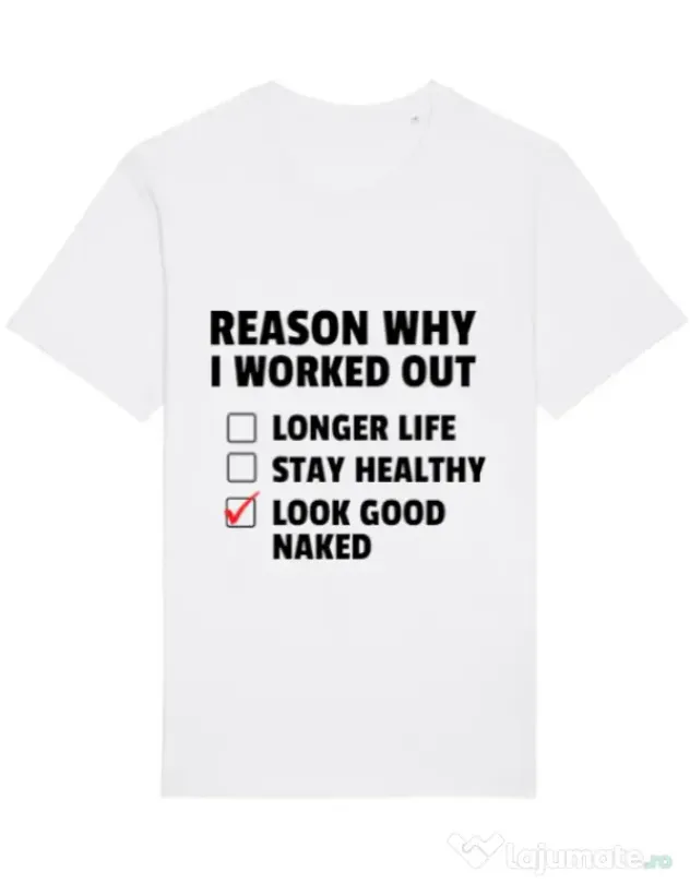 Tricou STANLEY STELLA barbat Reason why I work out Alb