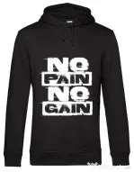 Hoodie barbat cu gluga No pain, no gain Negru
