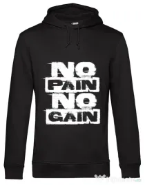 Hoodie barbat cu gluga No pain, no gain Negru