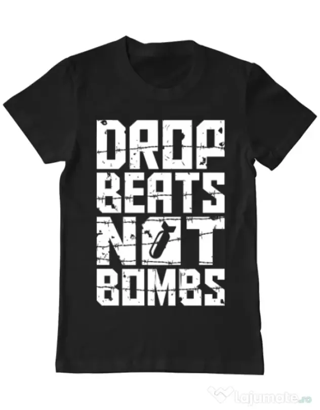 Tricou ADLER barbat Drop beats, not bombs Negru