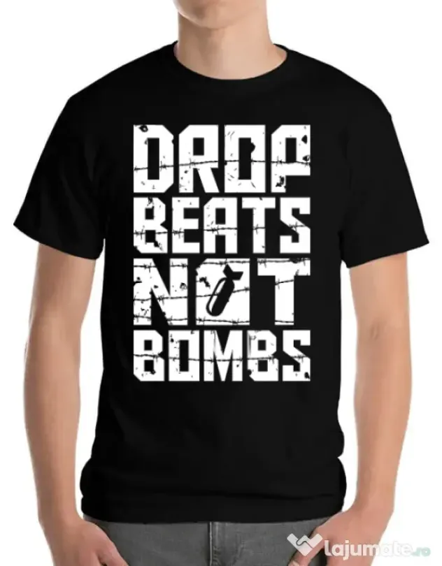 Tricou ADLER barbat Drop beats, not bombs Negru