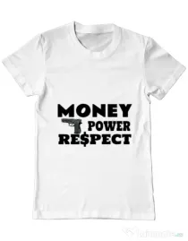 Tricou ADLER barbat Money, power,respect Alb