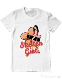 Tricou ADLER barbat Skater Girl Alb