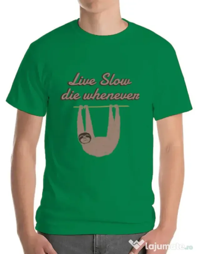 Tricou ADLER barbat Live slow, die whenever Verde mediu