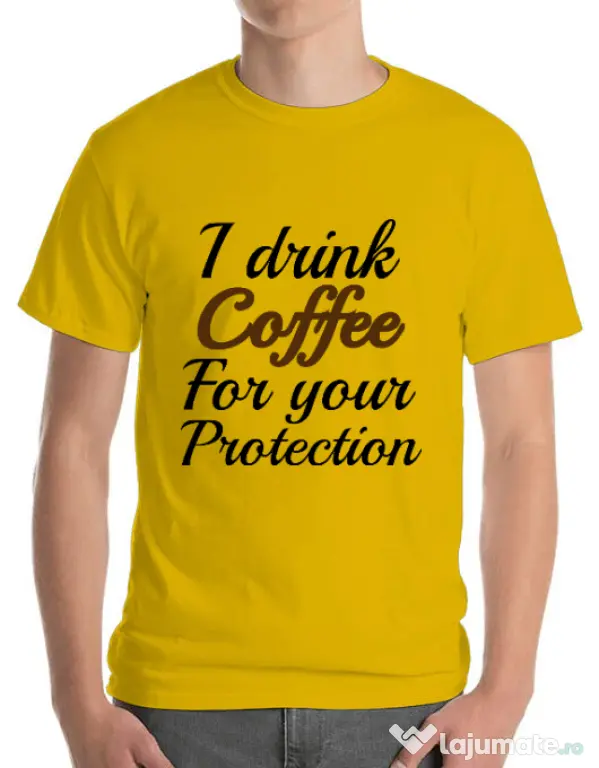 Tricou ADLER barbat Coffee for your protection Galben