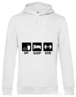 Hoodie barbat cu gluga Eat sleep gym Alb