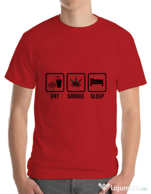 Tricou ADLER barbat Eat smoke sleep Rosu