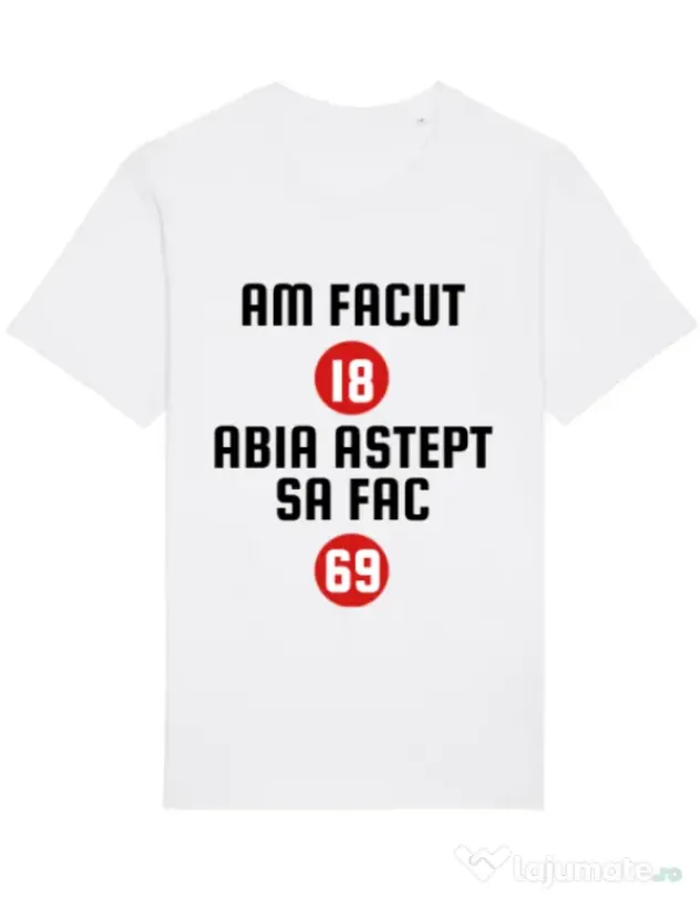 Tricou STANLEY STELLA barbat Am facut 18 ani Alb