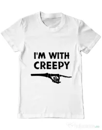 Tricou ADLER barbat I'm with creepy Alb