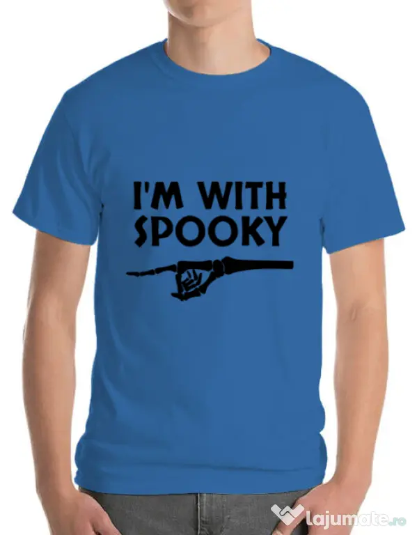 Tricou ADLER barbat I'm with spooky Albastru azuriu