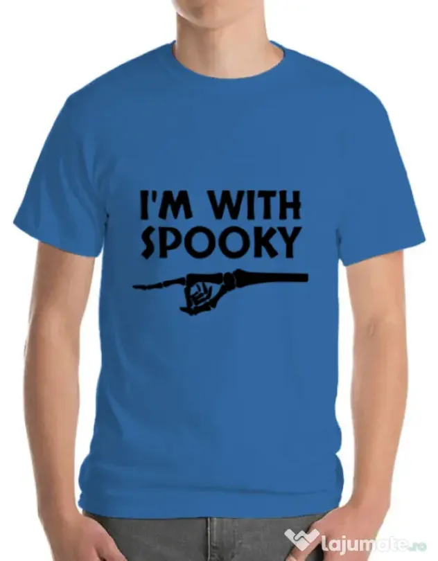 Tricou ADLER barbat I'm with spooky Albastru azuriu