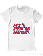 Tricou ADLER barbat My pen is huge Alb