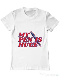 Tricou ADLER barbat My pen is huge Alb