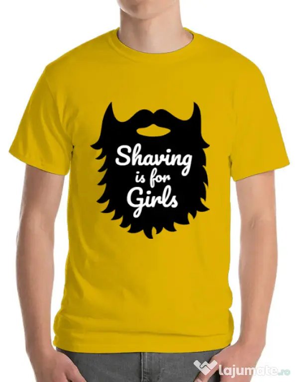 Tricou ADLER barbat Shaving is for girls Galben